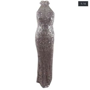 Betsy Adam size 2 halter sequin gown